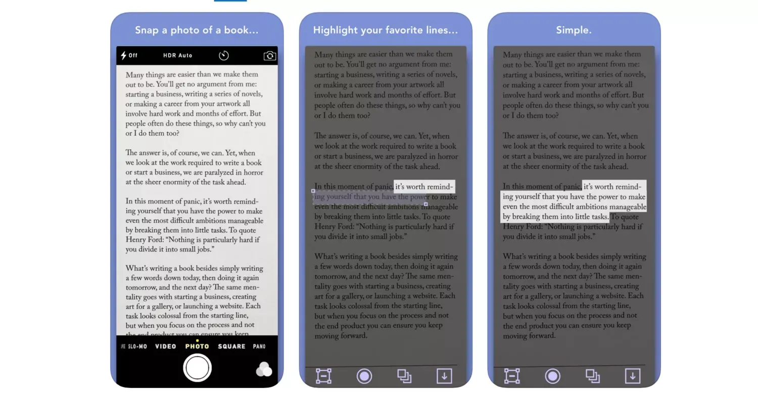 Snaplight app screens
