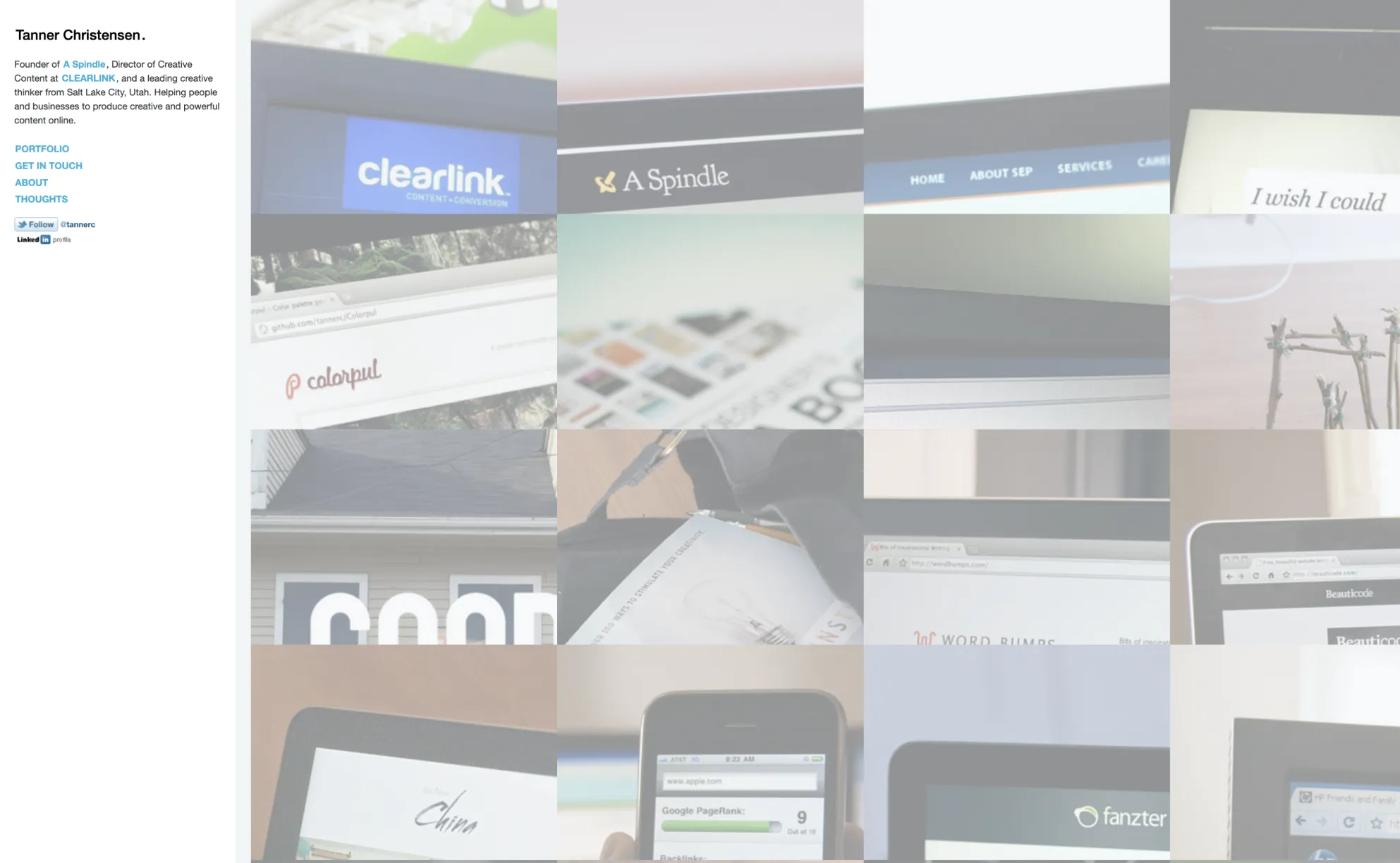 My portfolio in 2011 with a mega-grid and a blog